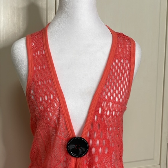 NWT Lily by Firmiana Women's Asymmetrical Orange Crochet Knit Tunic Top, Size 2X - Picture 2 of 12